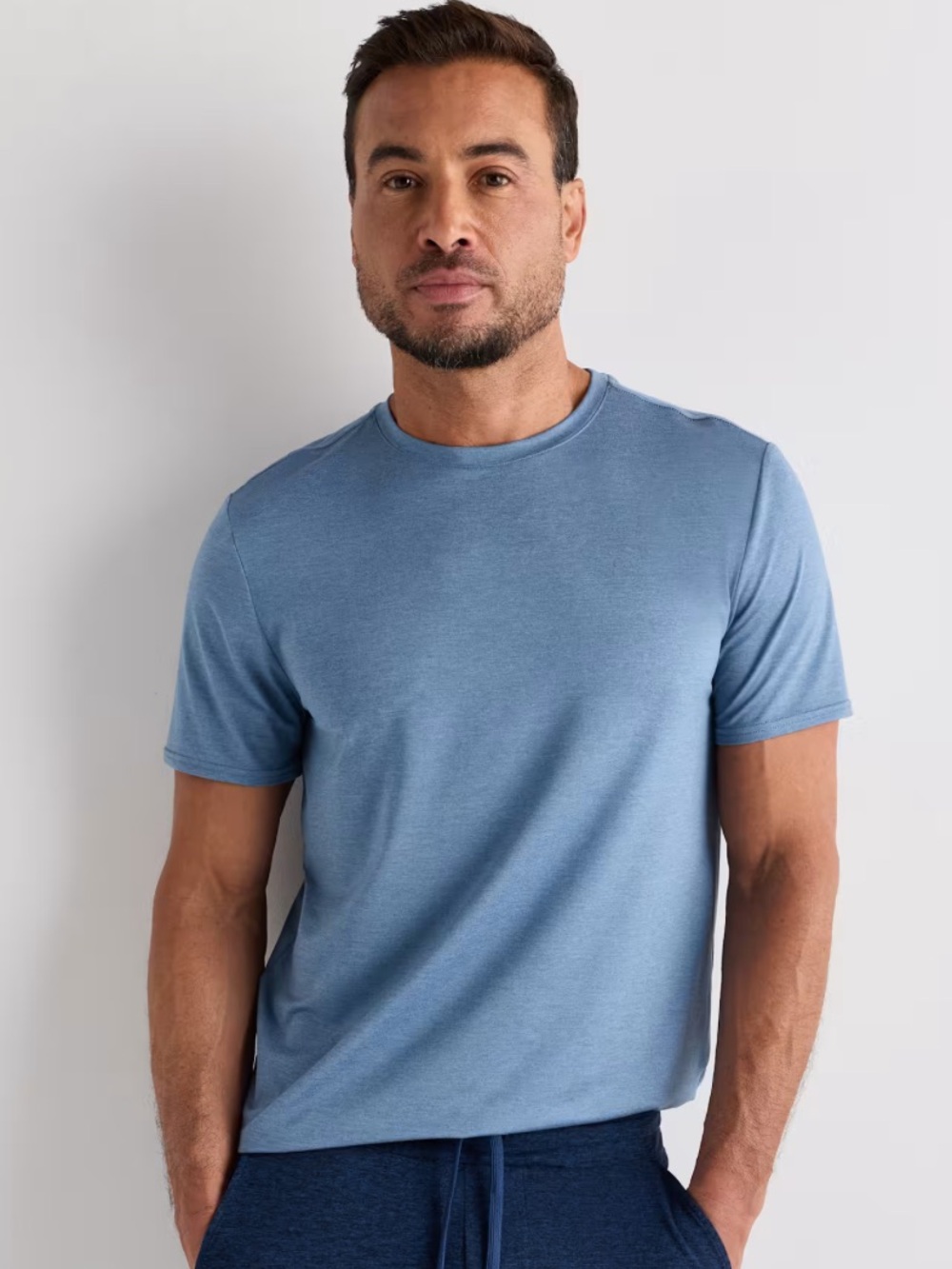 Quince Flowknit Breeze Performance Tee Heather Dewstone Blue XS DKBIZ01 New